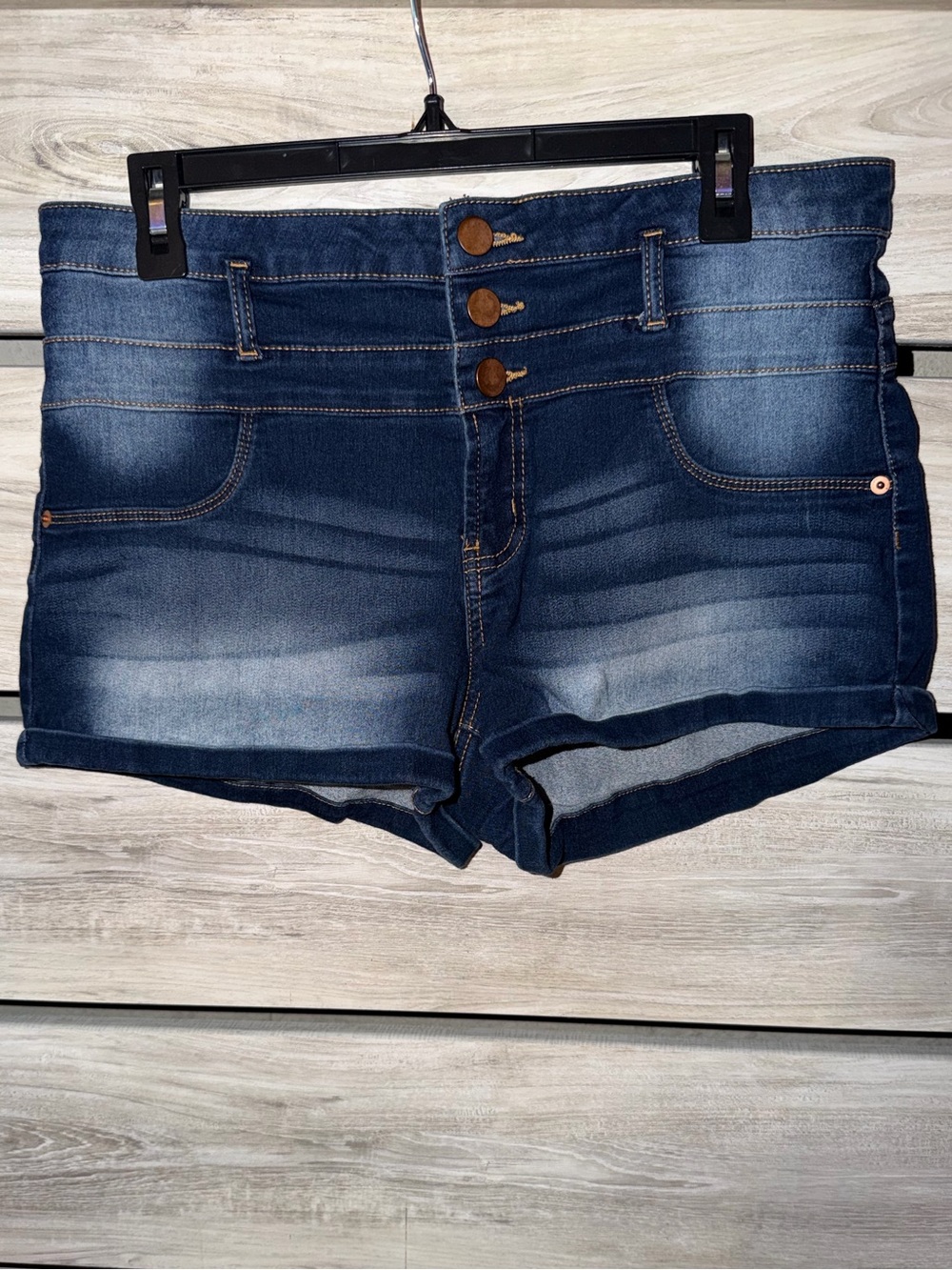 NOBO Dark Blue High-Rise Denim Shorties